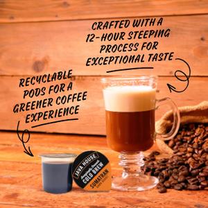 JAVA HOUSE Dark Roast Sumatran Cold Brew Pods, (12 Count) Peel and Pour Pods Hot or Iced Instant Coffee Concentrate, Best By: 30SEP2025
