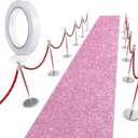 Tatuo Carpet Runner Runway Rug 55 GSM Thickness with Carpet Tape for Prom Wedding Halloween Christmas Outdoor Indoor Hallway Party Rug(2.46 x 30 Feet,Glitter Pink)