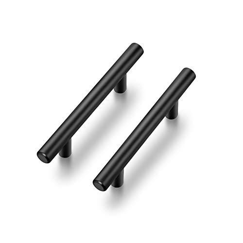 Ravinte 3 Pack 5'' Cabinet Pulls Matte Black Stainless Steel Kitchen Drawer Pulls Cabinet Handles 5”Length, 3” Hole Center