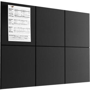MaxGear Large Cork Board for Wall 36" x 24", Black Bulletin Board, 6 Pack Felt Wall Tiles with Pushpins, Cork Boards for Office Push Pin Board Tack Board Felt Board