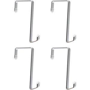 Heavy-duty Single Over Door Hooks, Stainless Steel Hanger Organizer for Hanging Bag, Towel, Bath Robe, Shoe Rack, Fit 1-1/2" to 1-3/4", Rubber Protective Head, Great Replacement (Silver, 4 Pack)