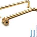 Bestory 10 Pack Hole Center 5''(128mm) Polished Brass Kitchen Cabinet Pulls.Zinc Alloy Solid Round Cabinet Handle Drawer Pull Modern Hardware for Bar