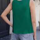 Silk Satin Tank Tops for Women Camisole Crew Neck Sleeveless Cami Summer 2025 (Green, L)