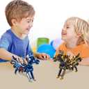 Magnetic Dinosaur Car Toy - 2 in 1 Crash & Transform Vehicle to Dino, No Battery Needed for Kids Age 3-12, Birthday Gift (Gold Blue)