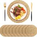 Round Woven Placemats Set of 10, 12" Round Rattan Placemats, Water Hyacinth Placemat, Natural Wicker Place mat, Farmhouse Weave Place Mats for Dining Table,Home,Wedding
