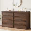 Garvee 8 Drawer Dresser for Bedroom, 54" Wide Modern Dressers & Chest of Drawers with Large Storage, Wooden Dresser Organizer Closet for Living Room, Entryway, Nursery, Walnut, 15.9"D x 54"W x 32"H