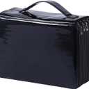 250 Slots Colored Pencil Case with Zipper Closure Pencils Bag Waterproof PU Leather Pen Organizer Storage Holder for Artist (Black)