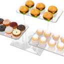 Acrylic Dessert Table Display Set, Clear Cupcake Stand, 3 Tiered Serving Trays and Platters, Buffet Riser and Stand Appetizer Sandwiches Cookie Display Stand Finger Food Display Trays for Party Bases Para Postres