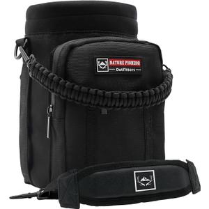 NATURE PIONEOR Water Bottle Holder with Adjustable Strap - 26/32/36/40/46/64oz Insulated Water Bottle Sling Carrier with Paracord Handle & 2 Pockets, Outdoor Sports, Hiking, Camping, Gym