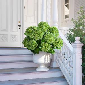 2 Set Outdoor Artificial Hydrangea Flowers 28 inch Large Faux Hydrangea Brush with UV Resistant Design Potted Plant for Front Porch Garden Patio Decor (Green)