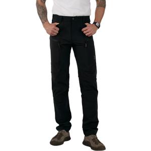 Ellobird Mens Flex Cargo Hiking Pants, Work Outdoor, Water Repellent 4-Way Stretch Lightweight, Men's Tactical Travel (32W x 30L, Black Knight)