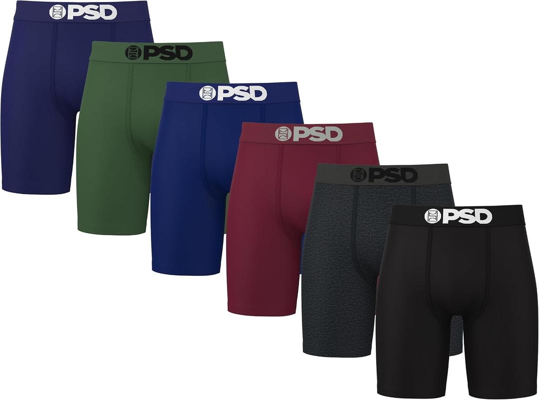 PSD Underwear Mens Boxer Briefs - 3 Pack Boxer Briefs, Mid Length, Soft & Breathable Boxer Briefs for Men
