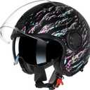 TRIANGLE Full Face Motorcycle Helmets,Off-Road Motocross Helmet for Men & Women,Dual Visor with Internal Tinted Sunshield,Open Face 3/4 Adult Racing Helmet DOT Approved(XL)