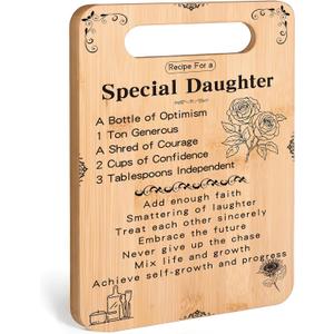 Recipe for a Special Daughter Natural Bamboo Cutting Board | Perfect Daughter Birthday, Wedding, Mother's Day Gift From Parents | Unique Kitchenware Gift for Daughter