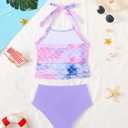 5T Swimsuit Girls Toddler Girl Swimsuit Summer Mermaid Bathing Suit for Girls Halter Two Piece Tankini Ruched Top Girls Swimsuit Size 5-6 Year Old
