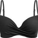 Aqua Eve Women Underwire Bikini Top Only - 2025 Push Up Swim Top Padded Bra Swimsuit (Medium, Black)