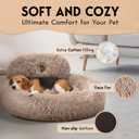 PetJett Calming Medium Dog Bed - 30'' Round Dog Beds - Washable Dog Bed - Anti-Slip Super Soft Fluffy Plush Donut Bed, Anti-Anxiety Premium Comfort Pet Bed, Fits Dogs up to 45 lbs - Beige