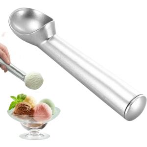 Ice Cream Scoop, 2025 New Heavy Duty Scooper, Nonstick Aluminum Gelato Scoop for Kitchen Utensil Suitable for Home Use, Ergonomic Handle Spoon for Adults (Silver)