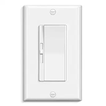 BESTTEN 3 Pack Super Slim Slide Dimmer Light Switch, Quiet Rocker, Max 300W LED, CFL, 600W Incandescent, Single Pole or 3 Way Dimmable Switch with Screwless Wallplate, ETL Listed, White