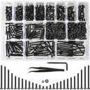 1023Pcs M3 Screw Assortment 13 Lengths 4mm to 40mm, Hex Socket Flat Head 10.9 Alloy Steel Nuts and Bolts Assortment Kit, Metric Machine Screws and Nuts, Washers, Black