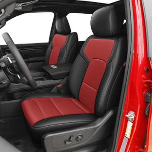 AOMSAZTO Custom Fit Seat Covers for Ram 1500: 2019 2020 2021 2022 2023 2024 2025 Faux Leather Car Seat Covers Full Set Black+Red