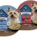 Blue Buffalo Delights Natural Adult Small Breed Wet Dog Food Cups, in Gravy, Chicken and Prime Rib 3.5-oz (12 Pack- 6 of Each Flavor) Best By Apr 14, 2027