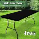 4 Pack Picnic Table Cover Fitted Elastic Tablecloth for 6 Foot Rectangle Tables Waterproof Stretch Washable Folding Indoor and Outdoor Spandex Table Cloth for Parties Camping (Black,30" x 72")