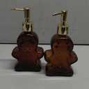 Christmas Soap Dispenser, 2 Pack Amber Glass Bathroom Gingerbread Man Hand Soap Dispensers with Gold Pump, 10 fl oz Refillable Christmas Decor Soap Dispenser for Kitchen