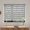 MYshade Cordless Zebra Blinds with Free-Stop Function - Dual Layer Light Filtering & Privacy Sheer Shades for Day and Night - Easy Install Window Shades for Home, Living Room, 40" W x 64" H,Grey