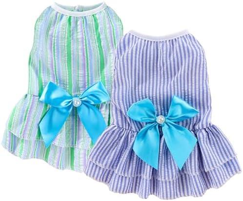 Pet Dog Dress Dog Clothes Girl Sweet Puppy Princess Dresses Yorkie Clothes Cute Doggie Outfit Pet Apparel for Small Dogs and Cats, XXS, 2 Pack