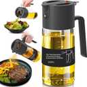 Oil Sprayer for Cooking, 2025 Large Advanced Olive Oil Dispenser Bottle,500ml/17oz Glass Olive Oil Sprayer,2 in 1 Even Spray with Portion Control for Kitchen, Air Fryer, Salad, BBQ - Black