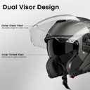 Motorcycle Helmets for Adults, Open Face Motorcycle Helmet with Dual Visor, Casco para Moto DOT Certified, ATV Dirt Bike Snowmobile Motocross Helmet for Men Women, Quick Release Strap, AP-836
