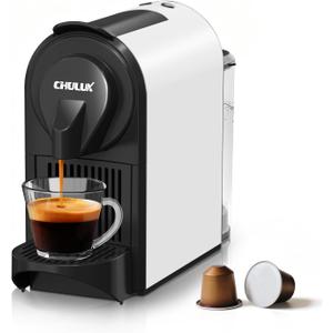 CHULUX Mini Espresso Machine for Nespresso Pod, 20 Bar Single Serve Coffee Maker, 1400W, White