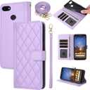 Argyle Wallet Case for Google Pixel 3a XL with Wrist Strap Shoulder Strap, Card Slots Folio Purse, Luxury PU Leather Stand Accessories Phone Cover for Pixel3aXL Pixle 3aXL A3 Pixel3a LX Purple