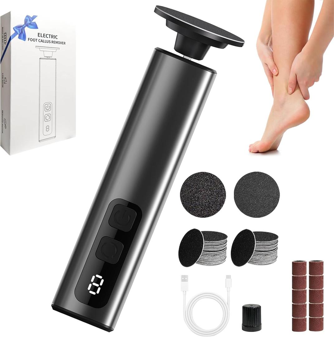 Electric Foot Callus Remover, 2-in-1 Electric Foot Grinder, Foot Grinding Tool with Sandpaper Tray and Grinding Head, Rechargeable 9 Adjustable Speed Callus Removal, Gift for Professional Foot Care