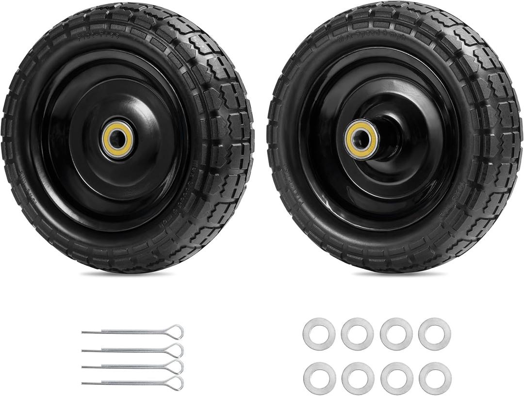 Parts Camp For Gorilla Cart Wheels 13-Inch replacement gorilla cart tires 4.00-6 Flat-free Solid Tire and Wheel For Hand Trucks/Garden Carts/Wheelbarrow/Dolly-5/8"Axle Borehole 2.1"Hub offset (2 Pack)