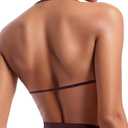 OMKAGI Halter Sports Bras for Women Padded Strappy Bra Open Back Workout Gym Crop(L, 409-Brown)