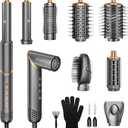 8 in 1 Hair Styler Set & Hair Dryer Brush, 110,000 RPM High-Speed Negative Ionic Foldable Hair Dryer Fast Drying, Multi Professional Hot air Styler for Curling Volumizing Straightening Styling(Gray)
