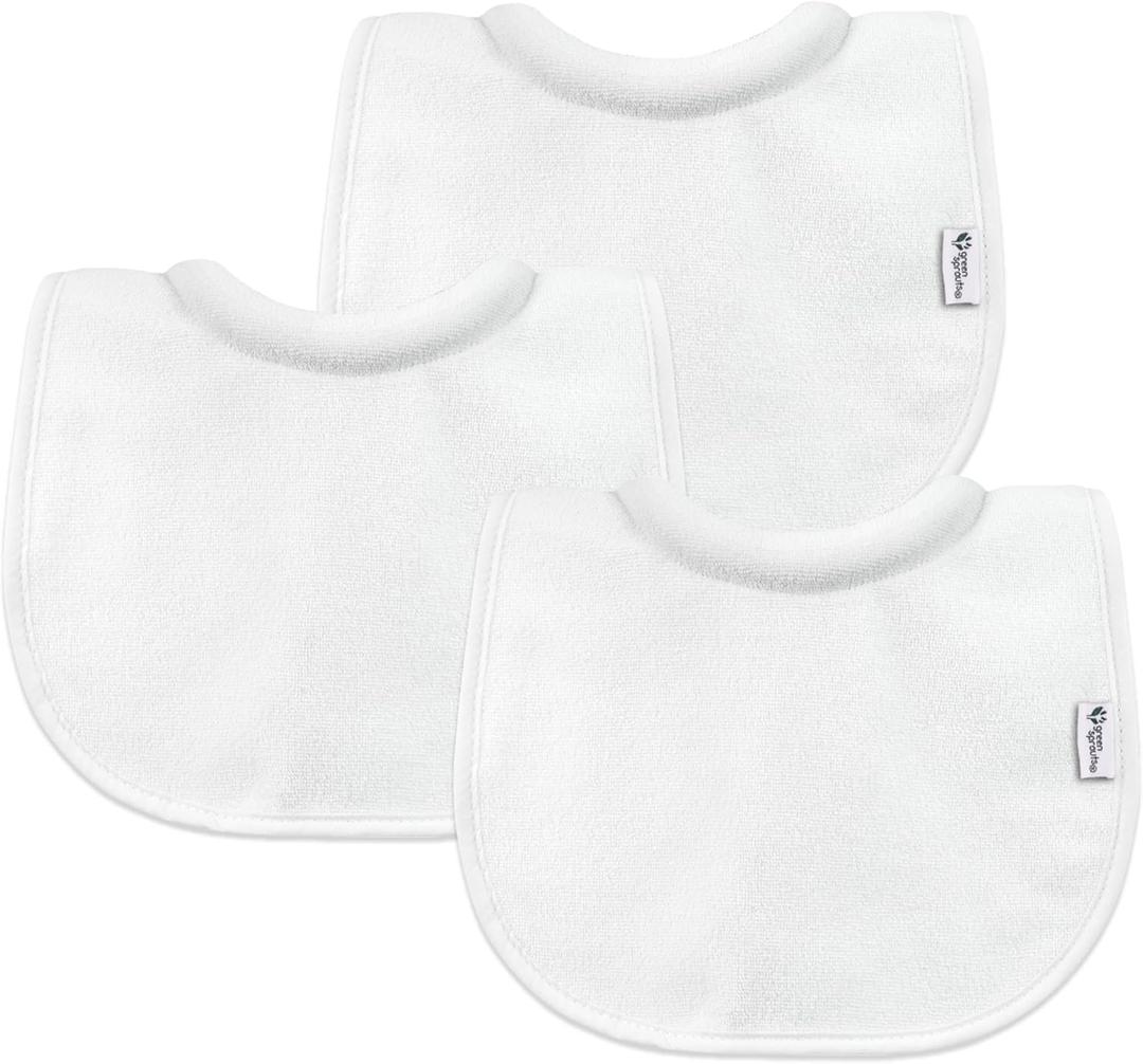 Green Sprouts Stay-dry Milk Catcher Bibs (3 Count (Pack of 1), White 