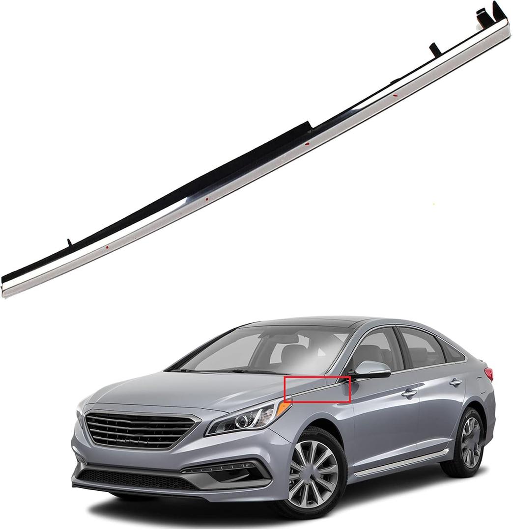 Left Driver Side Upper Chrome Molding Garnish Trim Replacement for Hyundai Sonata 2011-2014