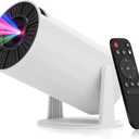 LJYT mini projector, 1080P Portable Projector, Support 4KWiFi 6, Android 11 ,200 ANSI Lumens, Auto Keystone, Bluetooth 5.4, 210 Rotation, Compatible with TV Stick/HDMI/USB/Smartphone (White)