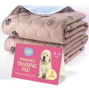 Super Absorbent Washable Pee Pads for Dogs - 2-Pack Superior Reusable Puppy Pads Pet Training Pads 100% Waterproof Dog Pee Pad Protects Against Urine Leakage Non-Slip Grip Prevents Slipping& Bunching
