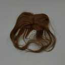 Natural Human Hair Bangs Side Fringe for Women 3D Middle Part False Bangs Clip-in Extensions Invisible Hairpieces Human Hair Toppers (Light Brown)