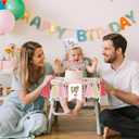 Bow Pink 1/2 Birthday Decorations,Bow Crown with High Chair Banner and Cake Plate,Half Birthday Party Decoration For Girl Baby Shower (White)