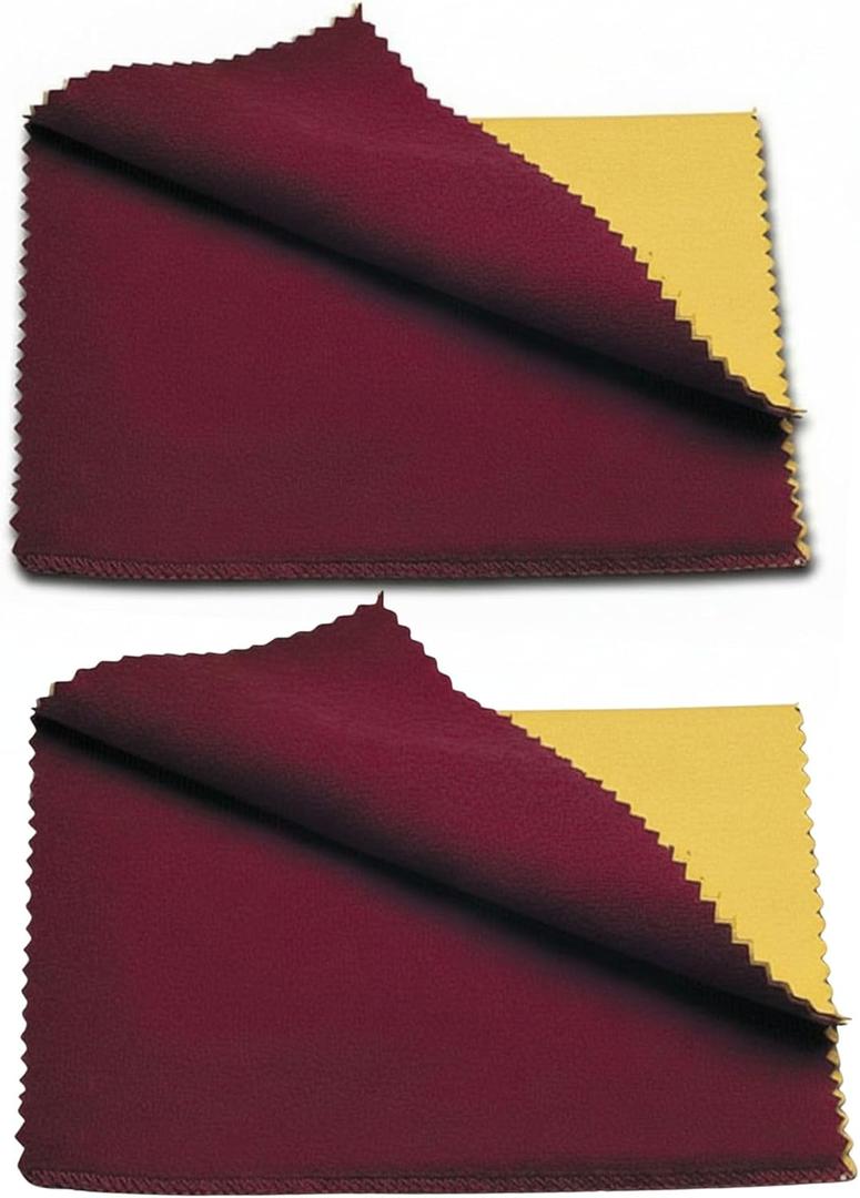 Cadie Silver Polishing Rouge Cloth - 100% Treated Reusable Cotton Jewelry Cleaning Cloth for Silver, Gold, Platinum & Silverware - Restore Shine, Remove Tarnish, 10 x 12 Inches, 2 Pack