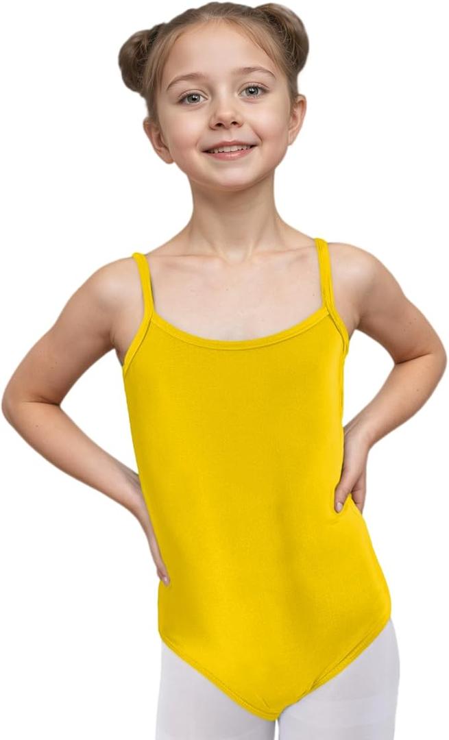 Wildarms Girls Sleeveless Ballet Leotard for Dance and Gymnastics, Camisole Style Dance Wear with Soft Fabric (Yellow, 1-3T)