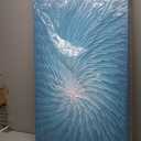 AMEI Art, 24X48Inch Hand Painted Abstract Teal Blue Textured Oil Paintings Floral Artwork Acrylic Canvas Paintings Wall Art Wood Inside Framed Ready to Hang