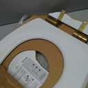 Mayfair Bennett Toilet Seat with Brushed Gold Hinges, Slow Close Wood Seat, Secure Metal Hinges, Easy Install, Made in USA, Elongated, White