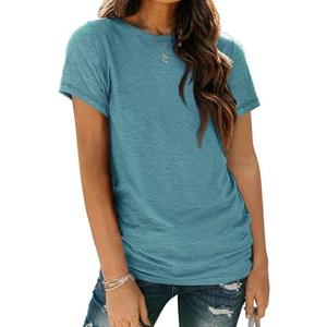 AUTOMET Womens Tops Shorts Sleeve Shirts for Summer Spring Beach Vacation Plus Size Oversized Casual Tee for Teen Girls 2025, 2XL