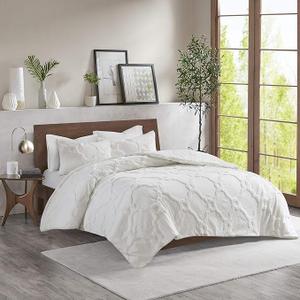 Madison Park Tufted Chenille 100% Cotton Duvet Modern Luxe All Season Comforter Cover Bed Set with Matching Shams, King/California King(104"x92"), Ogee Off White 3 Piece ( Madison Park Tufted Chenille 100% Cotton Duvet Modern Luxe All Season Comforter Cover Bed Set with Matching Shams, King/California King(104"x92"), Ogee Off White 3 Piece)